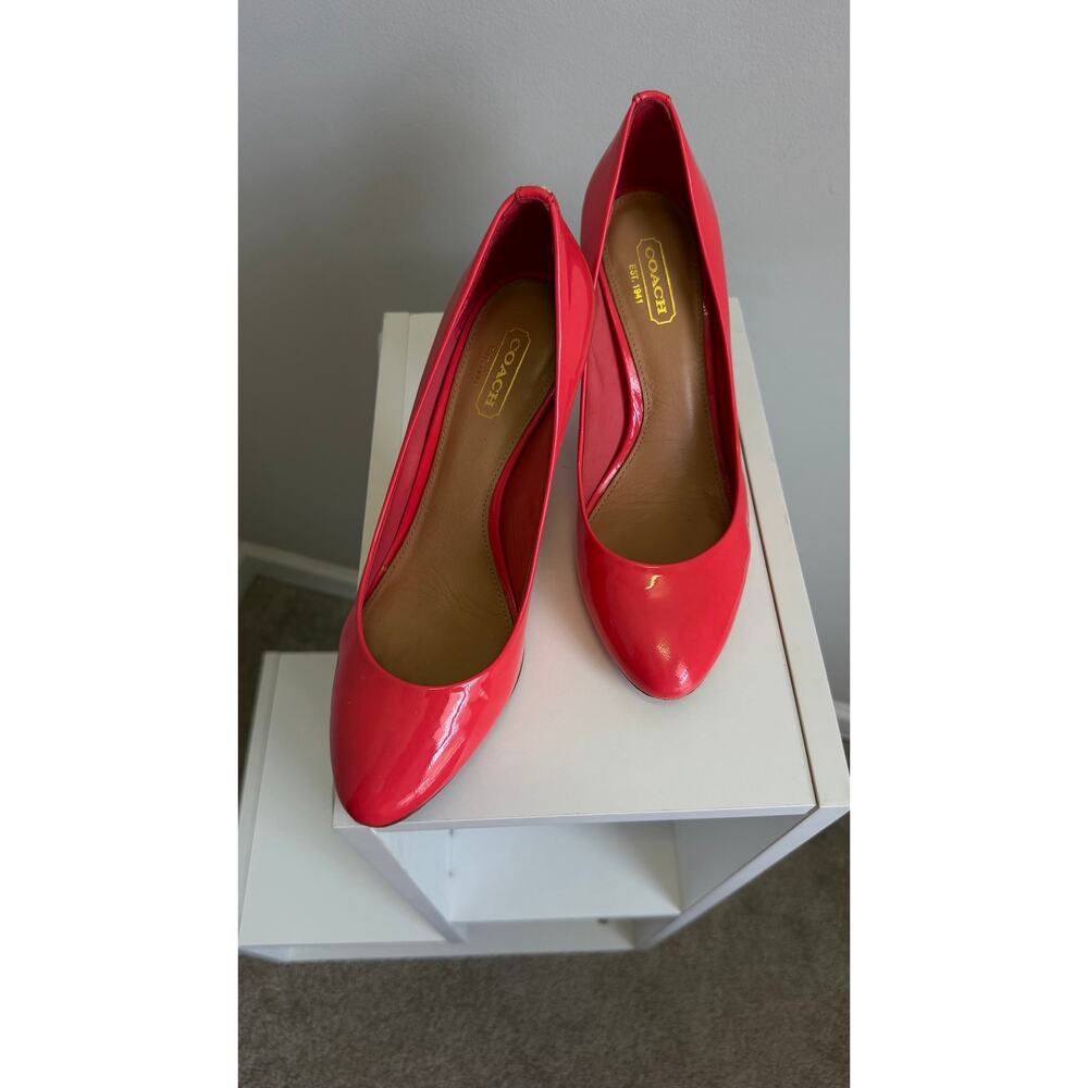 Coach Coral Patent Leather Pumps Women’s Size 7.5B Stiletto Heels Classic - Picture 6 of 16